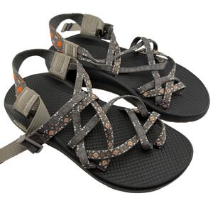 Chaco Z/Cloud X2 Sandals Womens 8 Grey Orange Strappy Toe Loop Hiking